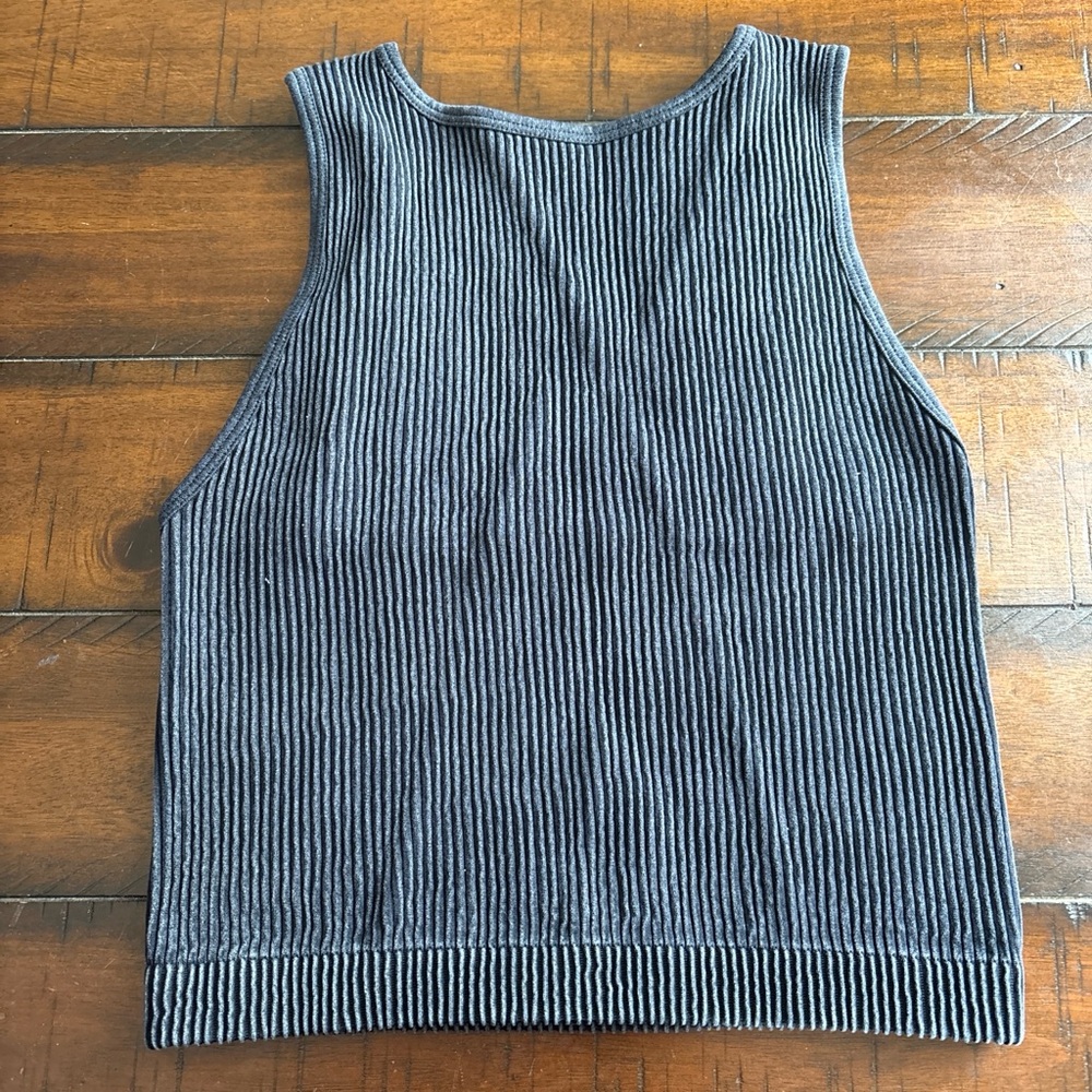 Workshop Republic Clothing Black and Gray Ribbed Tank Top